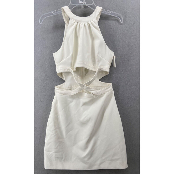 Likely Dresses & Skirts - Likely Dress Women Sz 4 White Sleeveless Halter Neck Mini Criss Cross Front